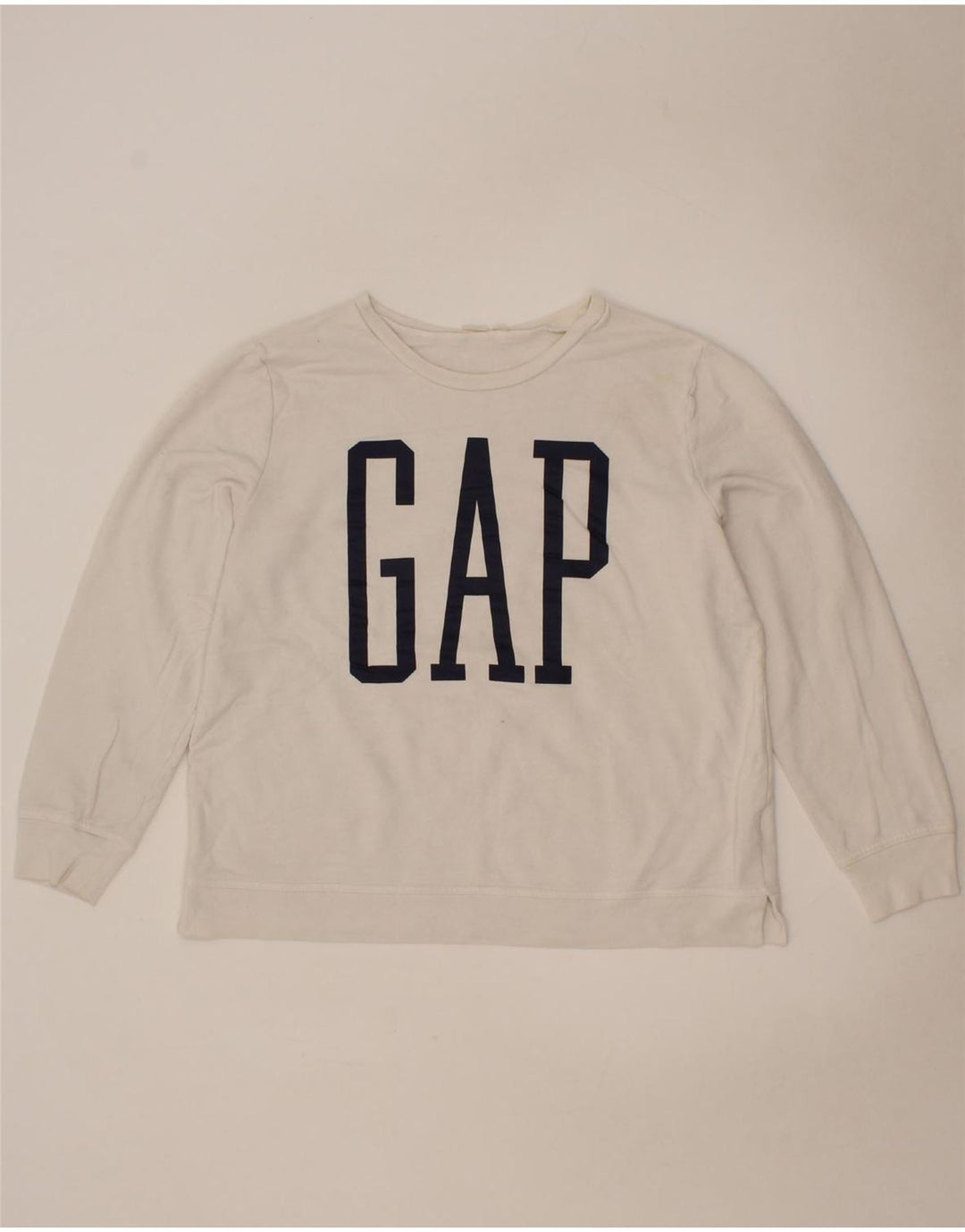 GAP Womens Graphic Sweatshirt Jumper UK 16 Large White Cotton Vintage Gap and Second-Hand Gap from Messina Hembry 