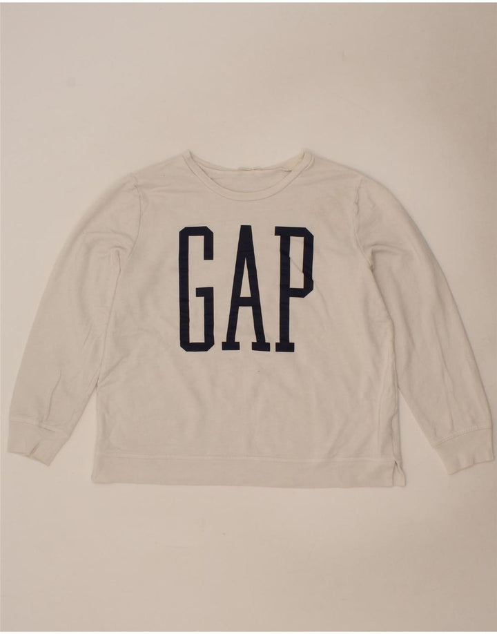 GAP Womens Graphic Sweatshirt Jumper UK 16 Large White Cotton Vintage Gap and Second-Hand Gap from Messina Hembry 