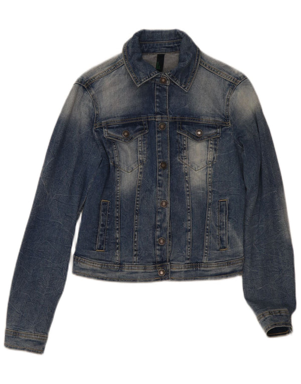 Giacca in denim corto da donna Benetton UK 10 piccolo cotone blu