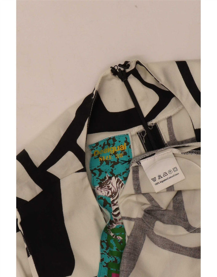 Desigual Abito da donna a trapezio senza maniche con motivo astratto EU 38 Bianco medio