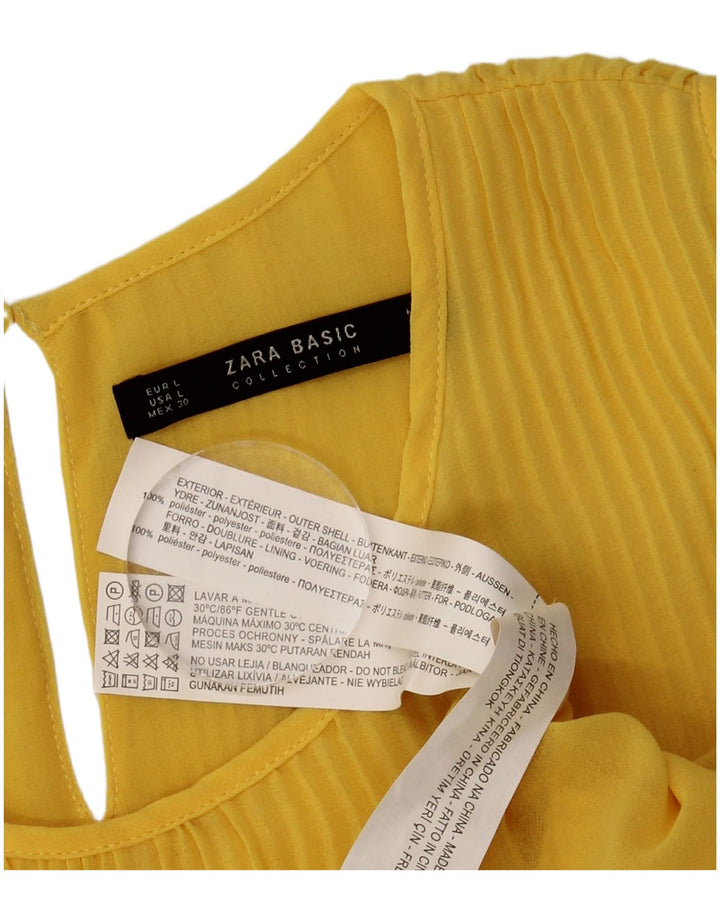Camicetta senza maniche da donna Zara UK 16 Large Giallo Poliestere