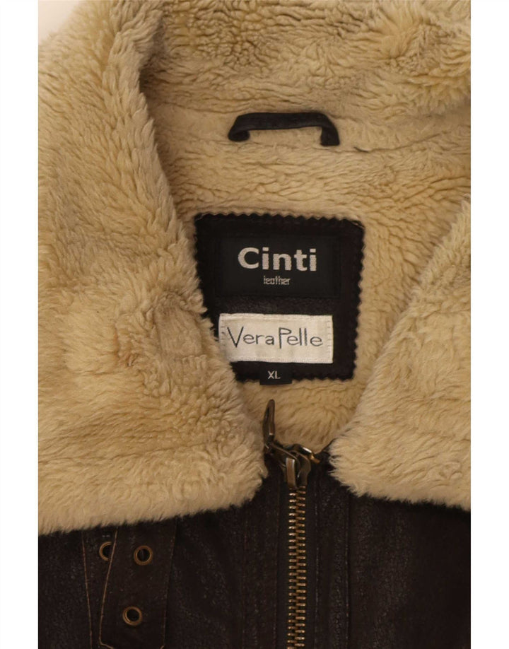 Giacca in pelle Sherpa da uomo CINTI UK 42 XL Marrone