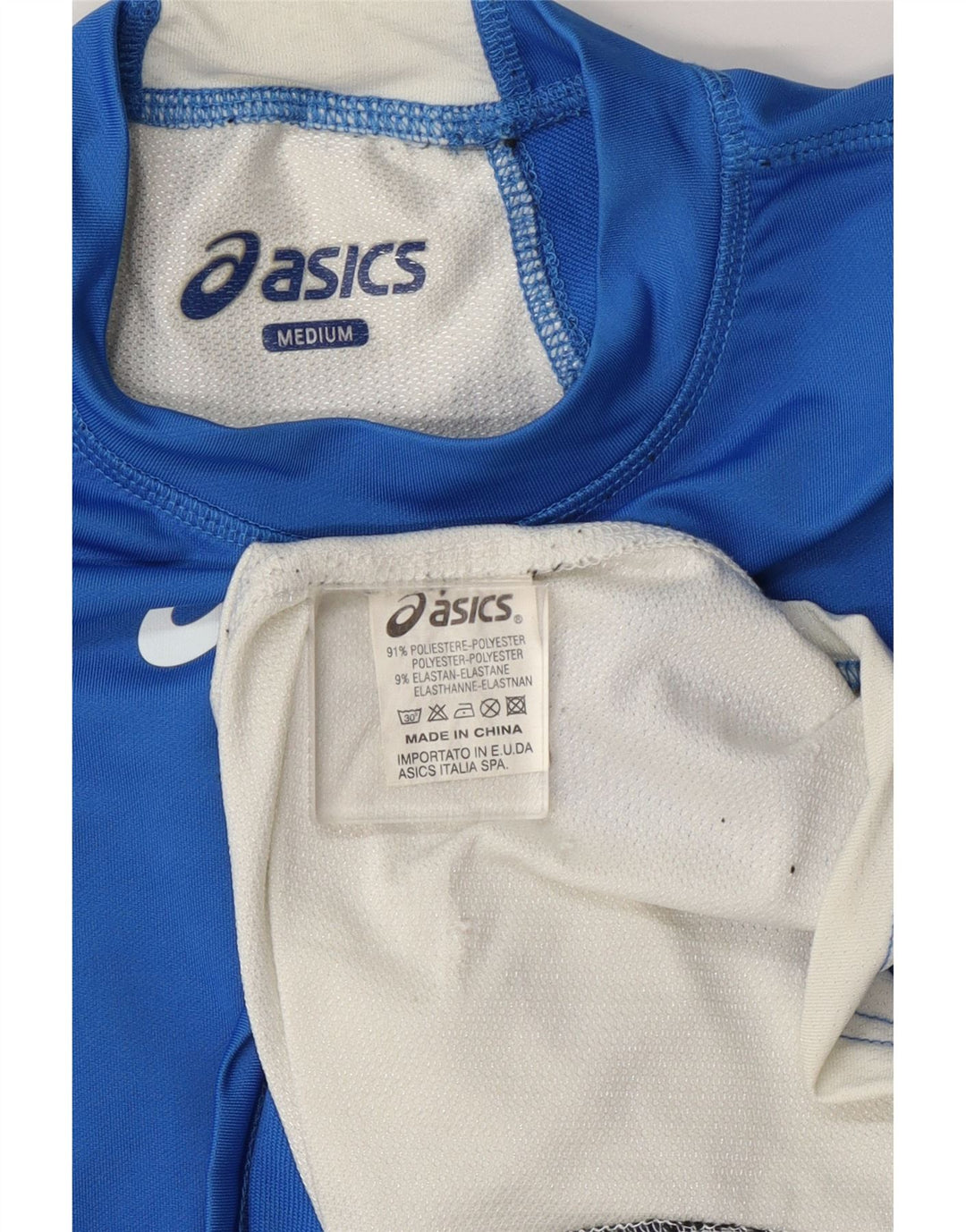 T-shirt da uomo Asics Top in poliestere color block blu medio