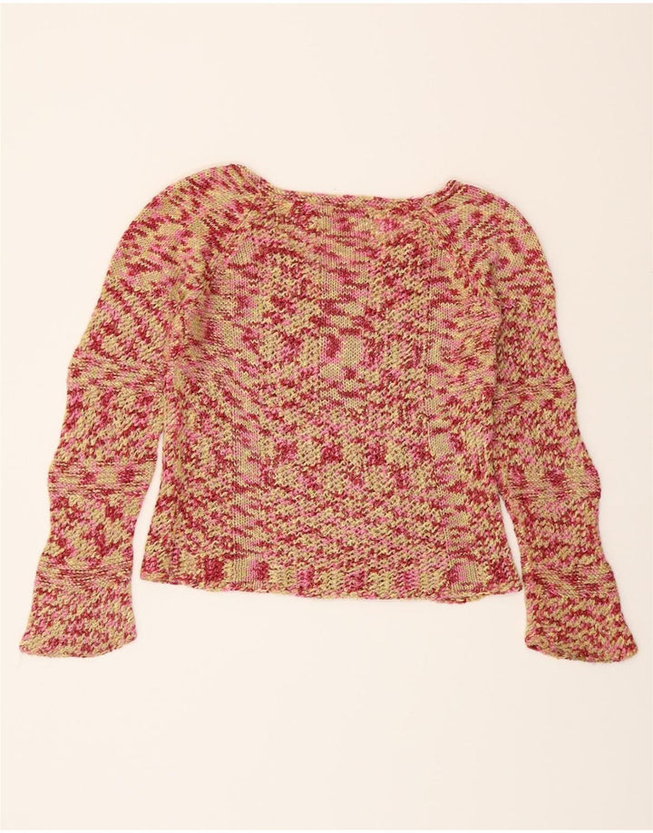 VINTAGE Womens V-Neck Jumper Sweater UK 14 Medium Pink Flecked Vintage Vintage and Second-Hand Vintage from Messina Hembry 