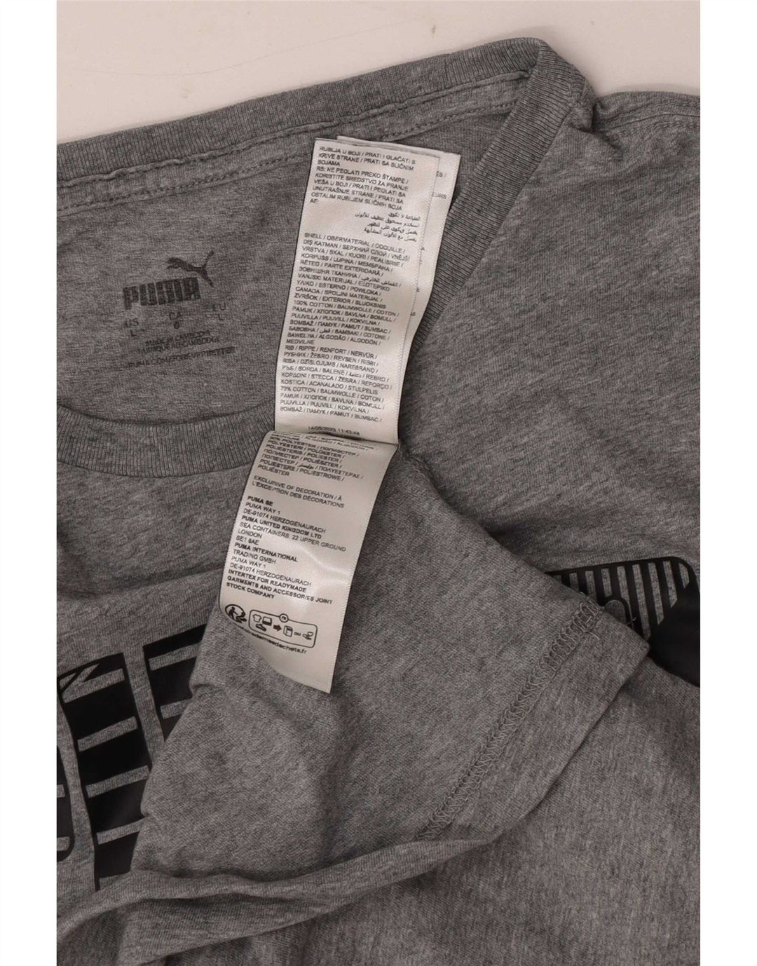 T-shirt grafica da uomo Puma grande in cotone grigio