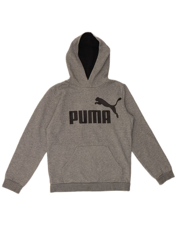 Felpa con cappuccio grafica per ragazze Puma 13-14 anni in cotone grigio screziato