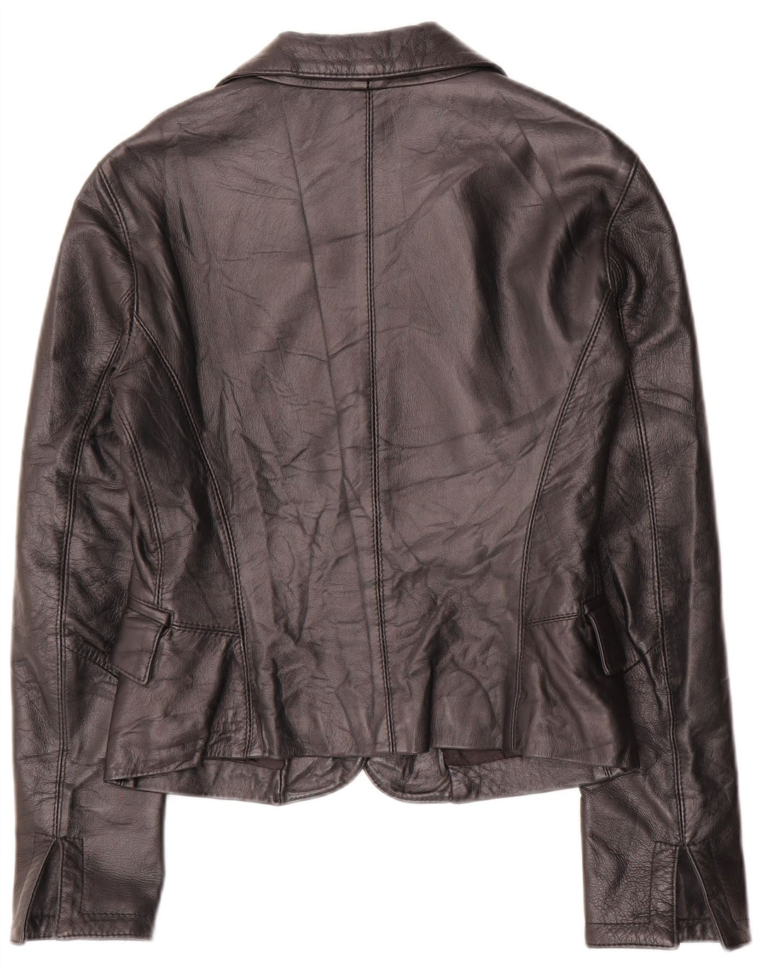 Giacca blazer in pelle vintage da donna a 2 bottoni IT 42 pelle nera media