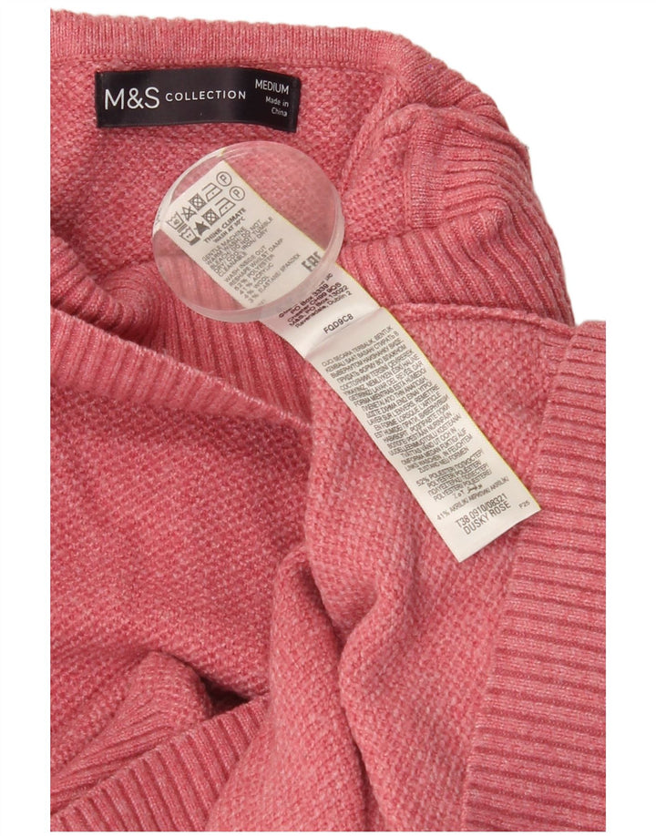 MARKS & SPENCER Mens Turtle Neck Jumper Sweater Medium Pink Polyester