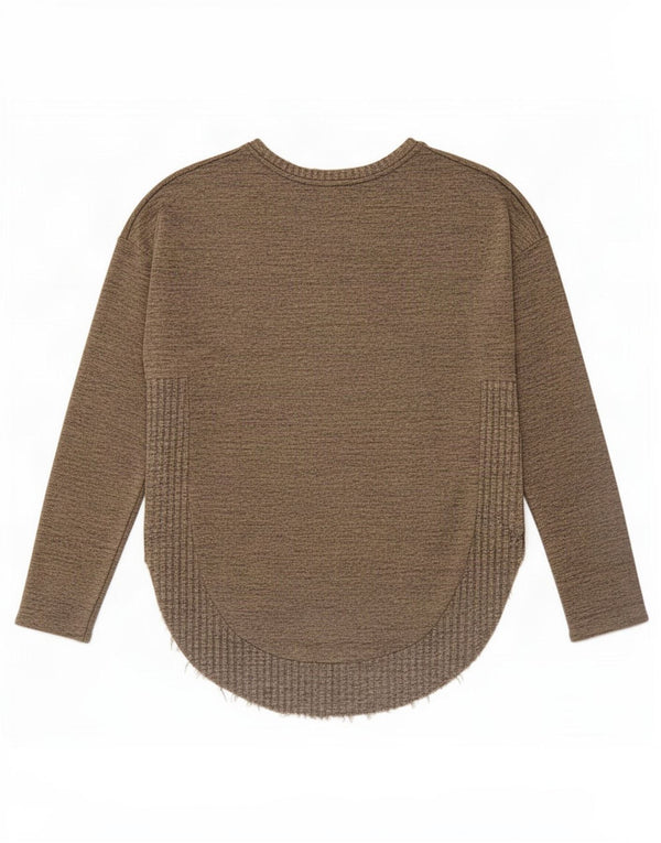 Zara Womens Top Long Sleeve UK 14 Medium Beige Flecked