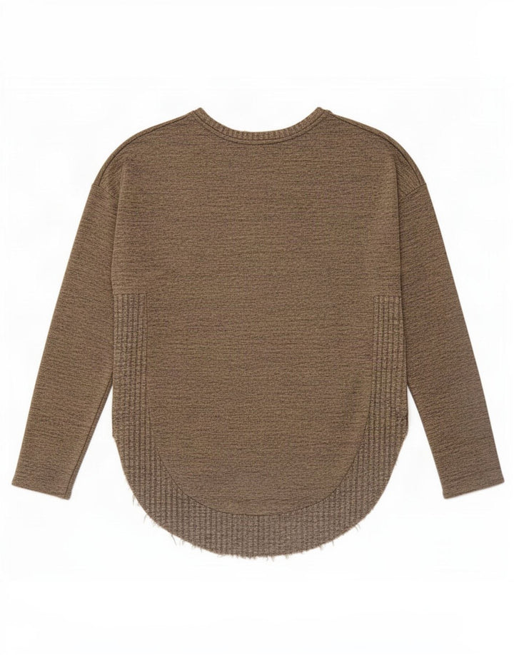 Top Zara da donna a maniche lunghe UK 14 Beige medio screziato