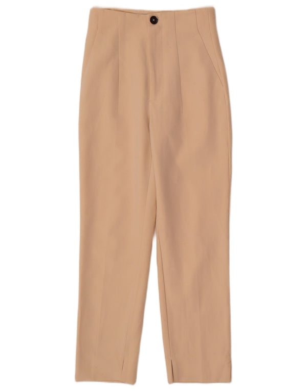 Pantaloni casual affusolati a vita alta da donna Zara EU 34 2XS W24 L26 Beige
