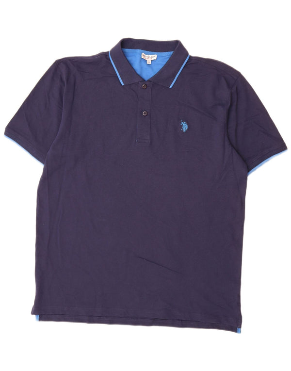 U.S. Polo Assn. Mens Polo Shirt 2XL Navy Blue Striped