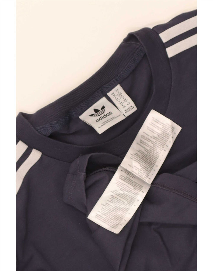 Top Adidas da donna a manica lunga UK 10 Small in cotone blu navy
