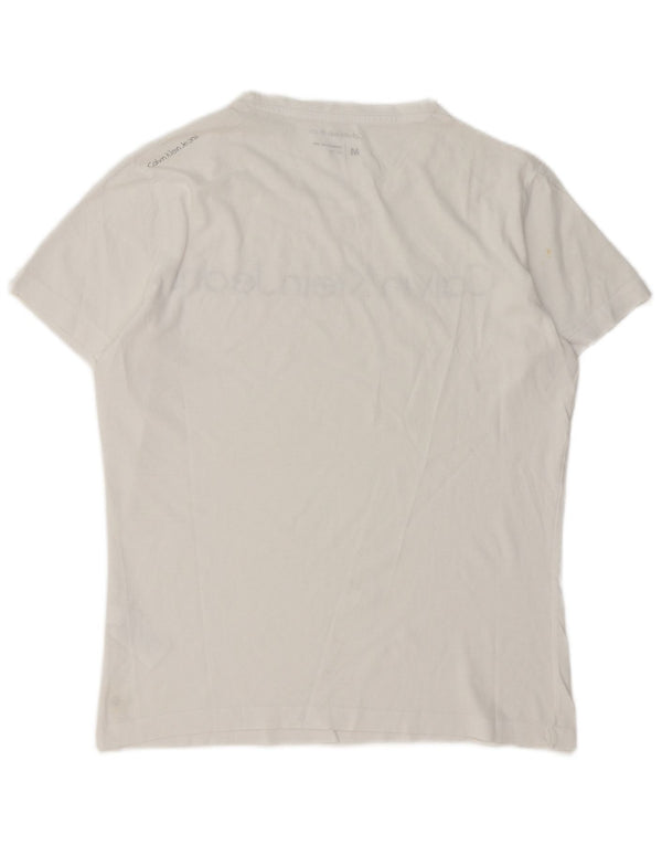 Calvin Klein Jeans Mens Graphic T-Shirt Top Medium White Cotton