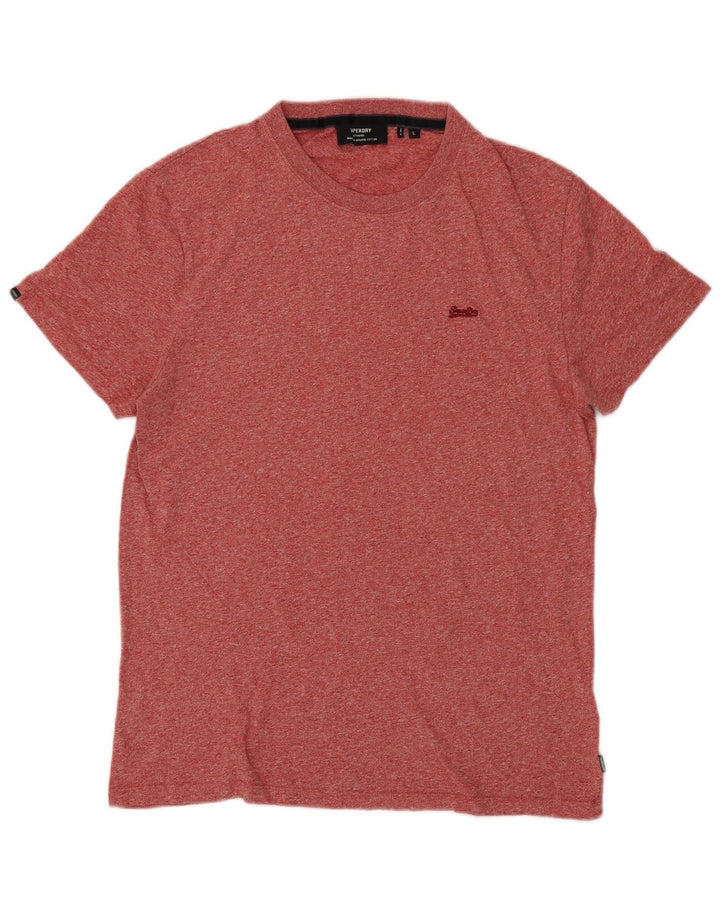T-shirt da uomo SUPERDRY Top grande in cotone chiazzato rosso