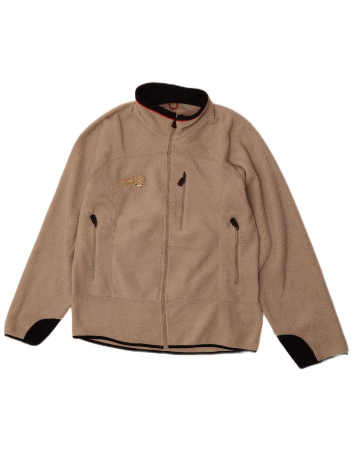Giacca in pile da uomo Fila UK 40 Large Beige Colourblock Poliestere