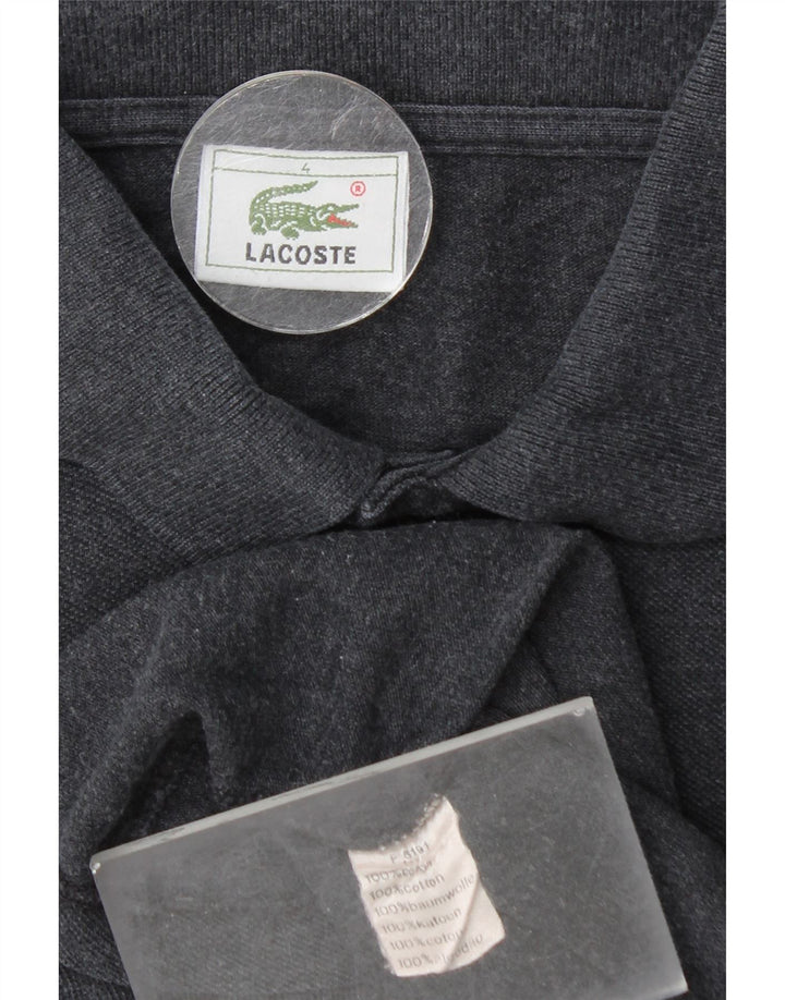 Polo da uomo a maniche lunghe Lacoste taglia 4 in cotone grigio medio