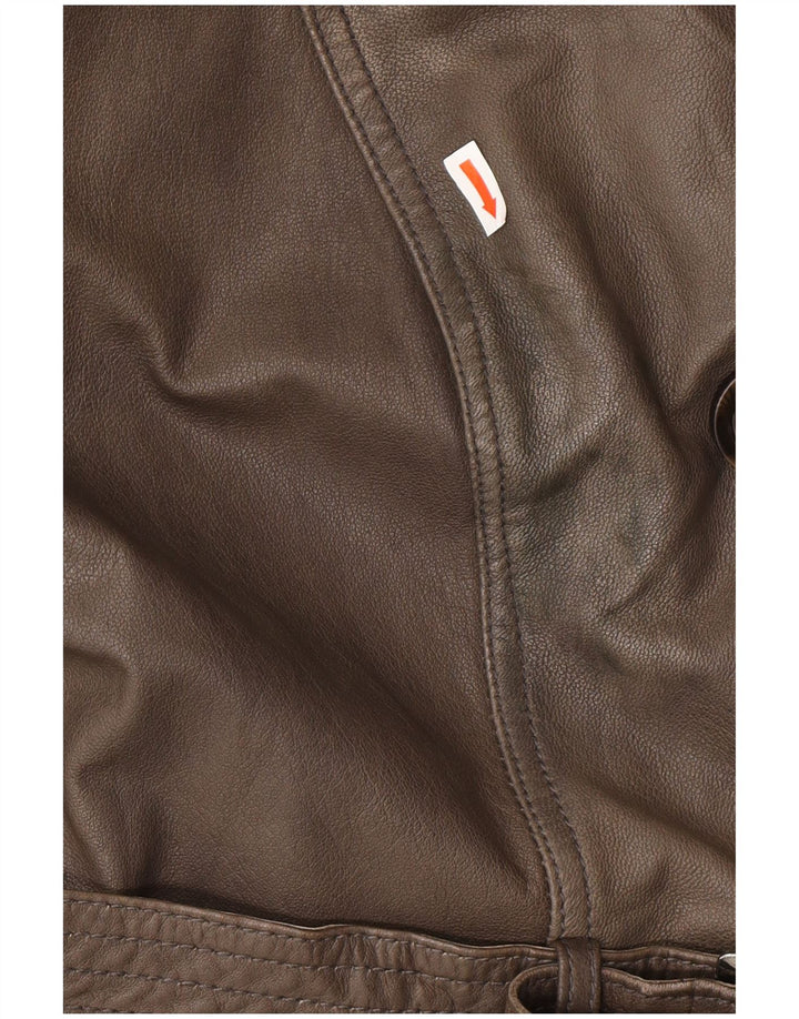 Cappotto in pelle militare da donna ALBA MODA UK 20 2XL Pelle marrone