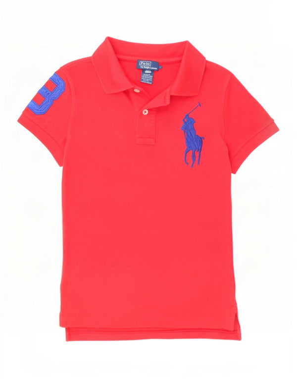 Polo Ralph Lauren da ragazzo con grafica da rugby, 7-8 anni, piccola, rossa