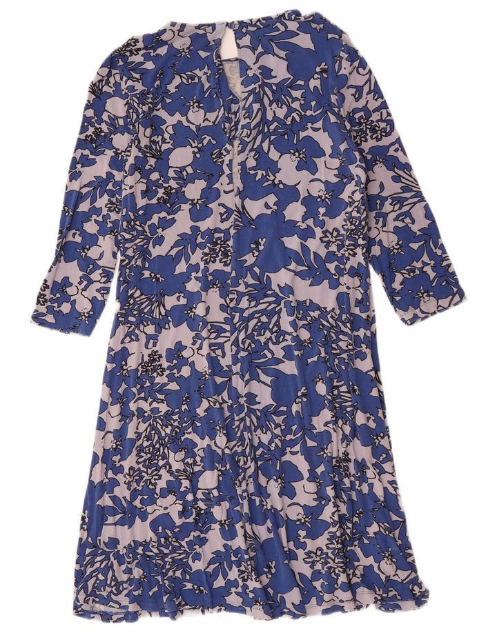 Abito a trapezio con maniche a 3/4 da donna Marks & Spencer UK 12 Blu medio floreale