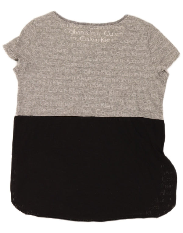 Maglietta grafica da donna Calvin Klein Jeans Top UK 14 Blocco colore grigio medio