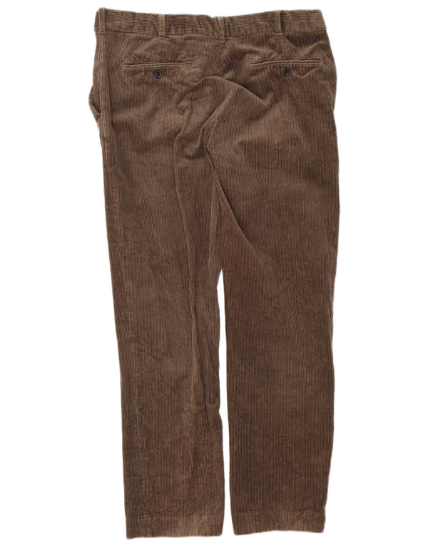 Pantaloni di velluto a coste vestibilità regolare da uomo Marks & Spencer W36 L31 cotone marrone