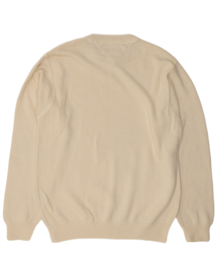 Maglione maglione girocollo da uomo Tommy Hilfiger grande cotone bianco sporco