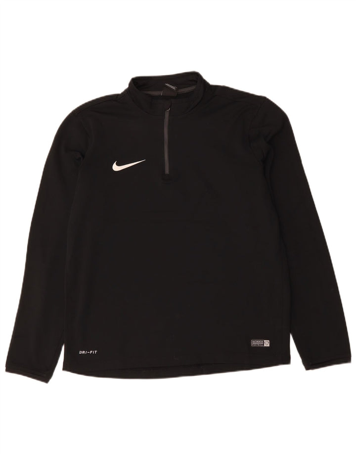 NIKE Top da tuta pullover con zip e collo Dri Fit da uomo, poliestere nero medio