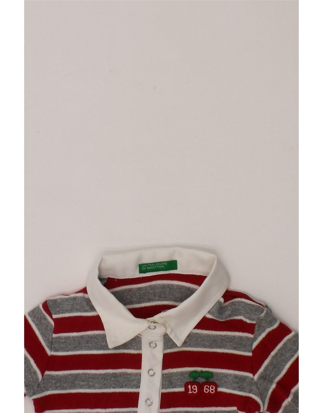 BENETTON Baby Girls Polo Neck Jumper Sweater 3-6 Months Red Striped Vintage Benetton and Second-Hand Benetton from Messina Hembry 