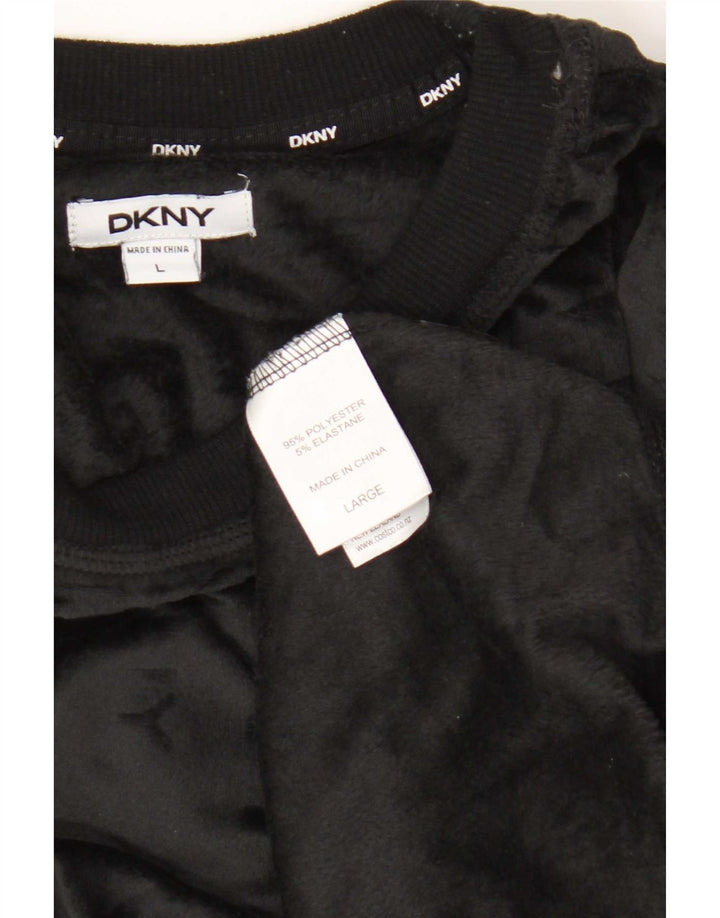 Maglione da donna in velluto grafico oversize Dkny UK 16 grande nero