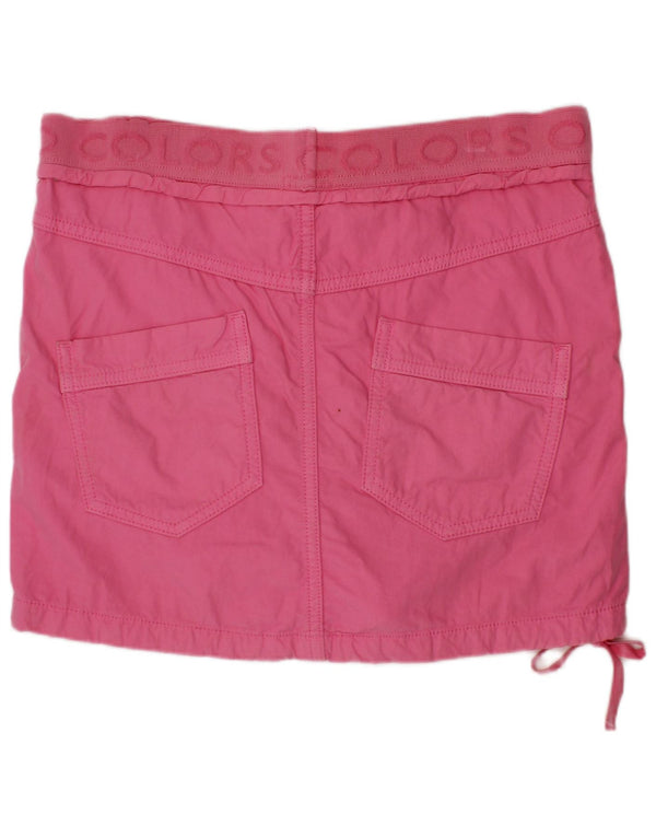 BENETTON Girls Graphic Straight Skirt 13-14 Years W28  Pink