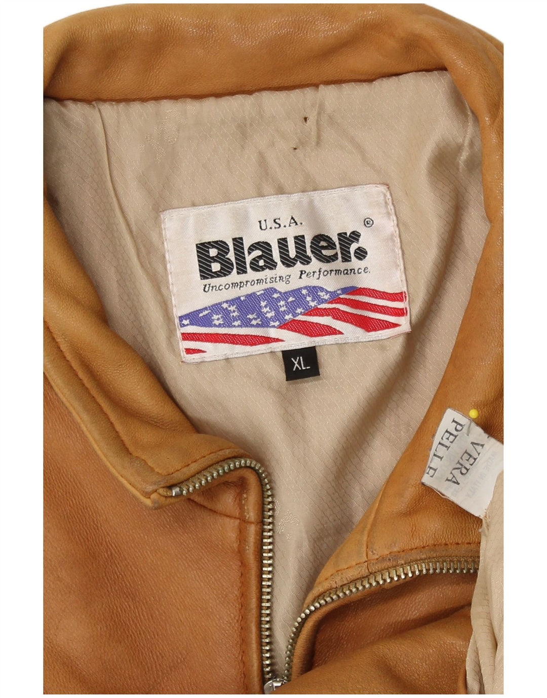 Giubbotto bomber in pelle da donna Blauer UK 18 XL in pelle marrone