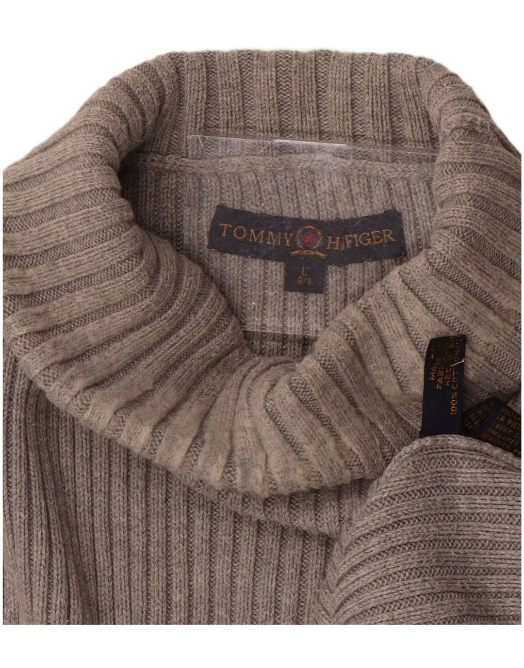 TOMMY HILFIGER Maglione da uomo con collo alto grafico grande cotone grigio