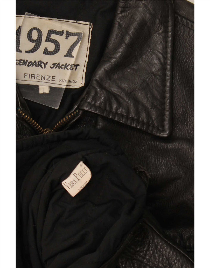 Giacca leggendaria 1957 Giacca in pelle da uomo UK 40 Large Nera