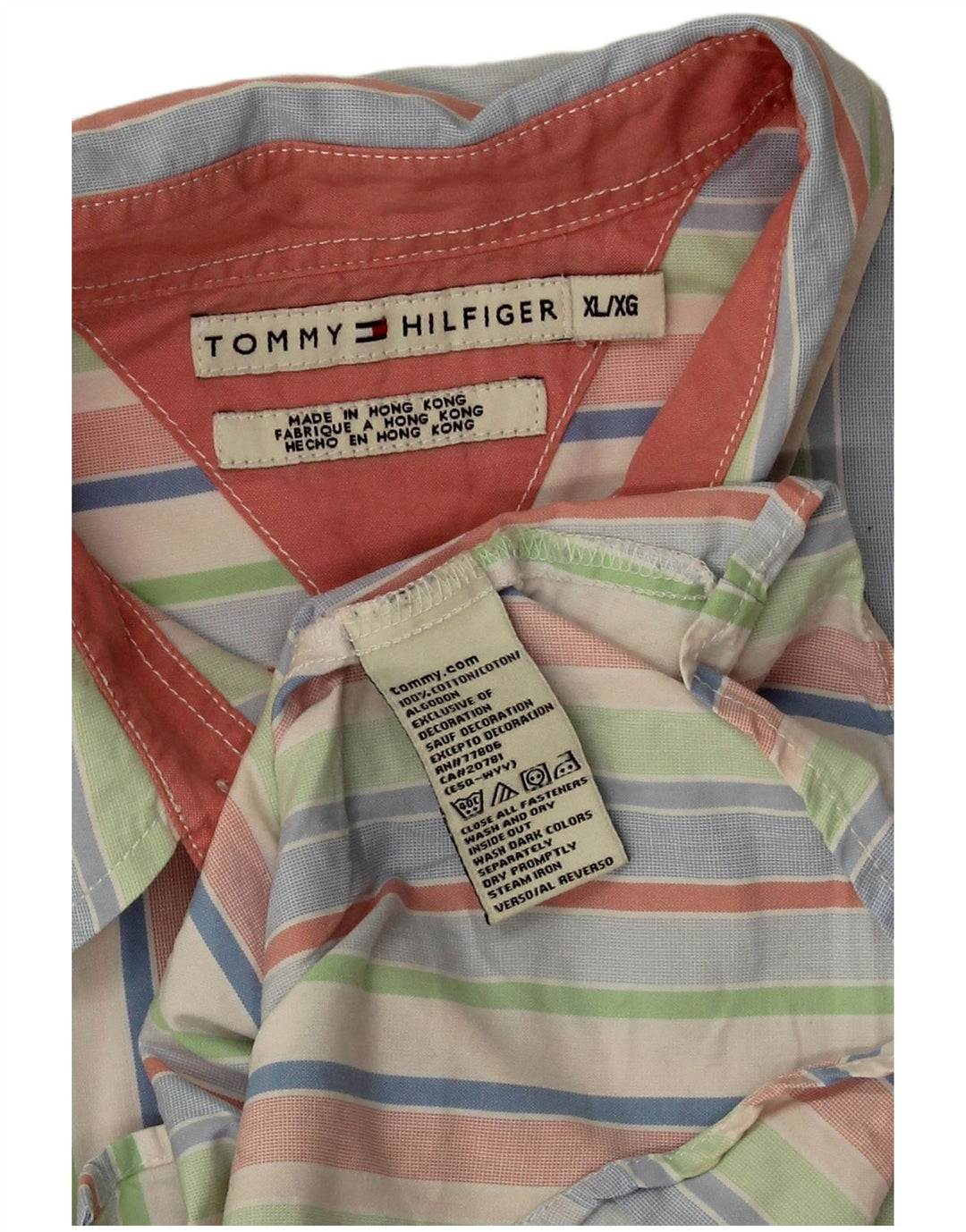Camicia da donna Tommy Hilfiger UK 18 XL Cotone a righe multicolore