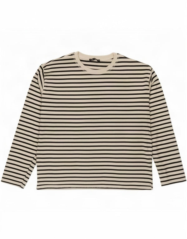 Top Zara da donna a maniche lunghe UK 14 cotone a righe bianche medie