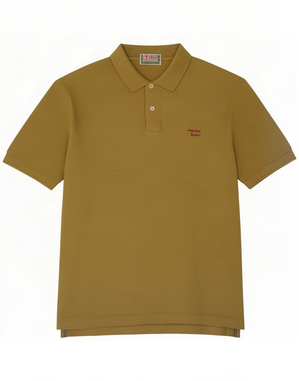 American System Mens Polo Shirt Large Khaki Cotton