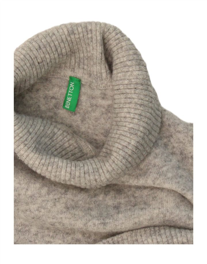 BENETTON Girls Roll Neck Jumper Sweater 9-10 Years Grey