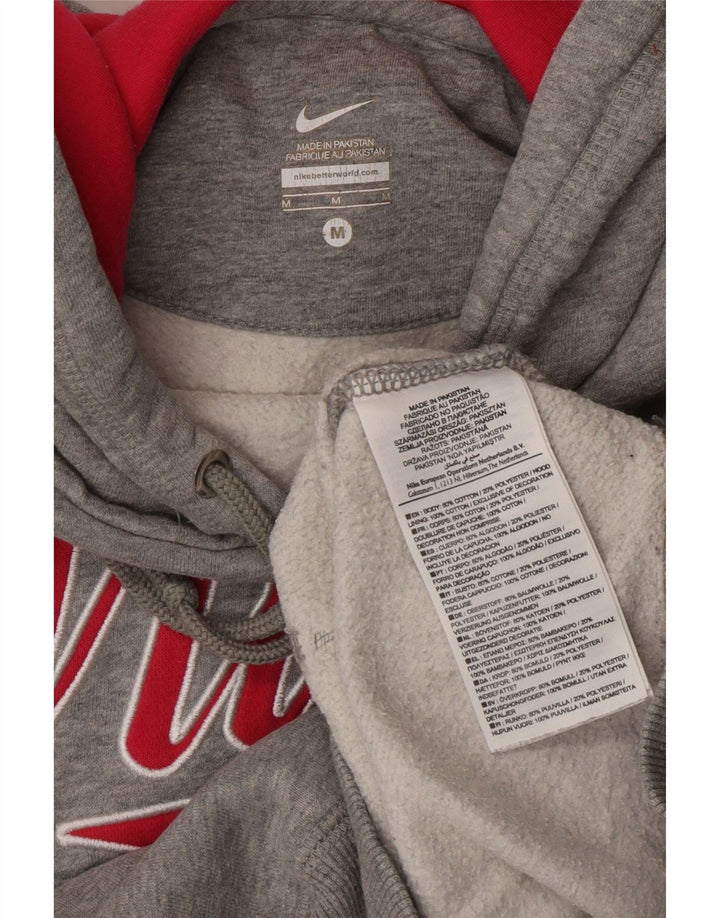Felpa con cappuccio grafica Nike da uomo in cotone grigio medio