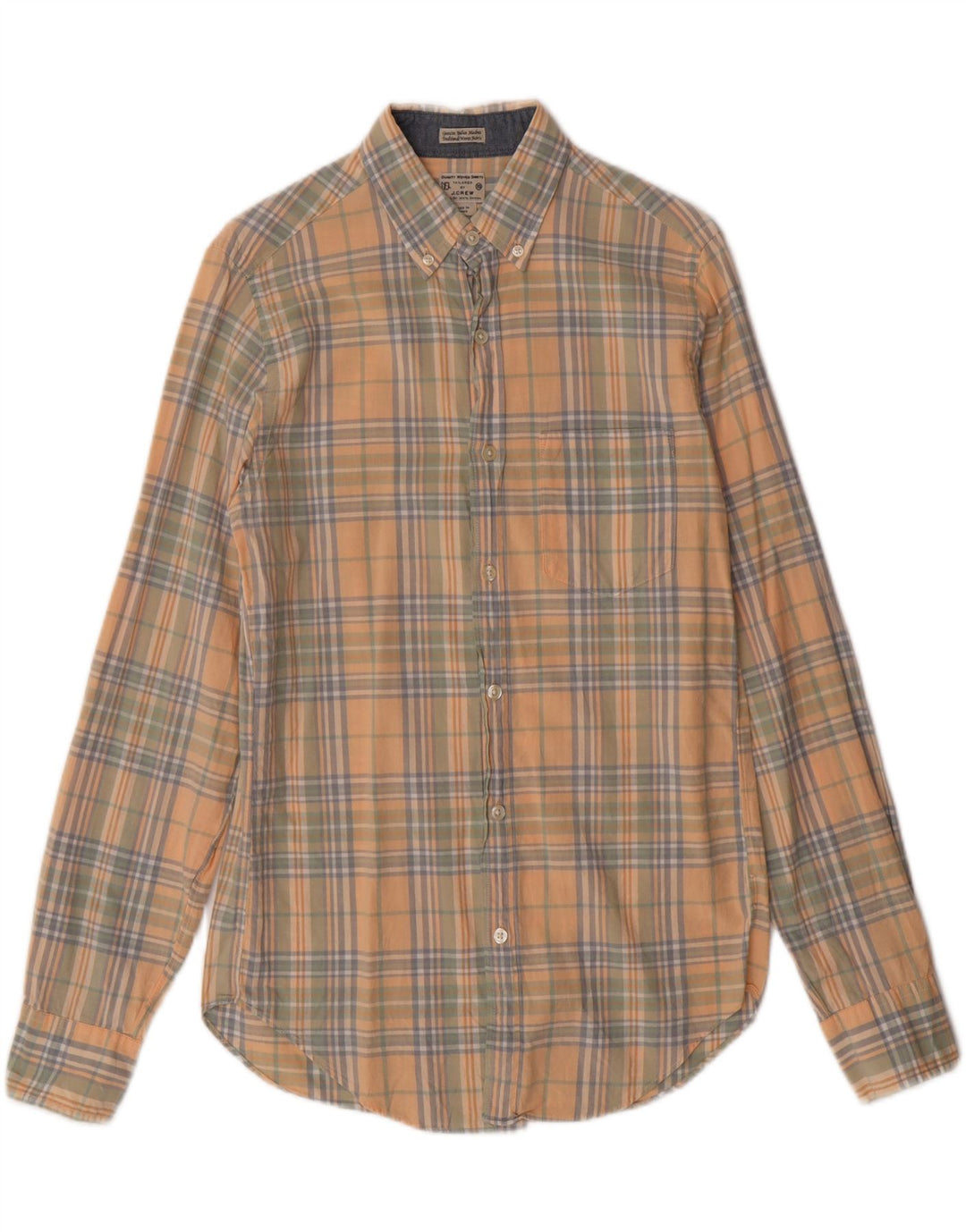 J. CREW Mens Tailored Fit Shirt Small Orange Check