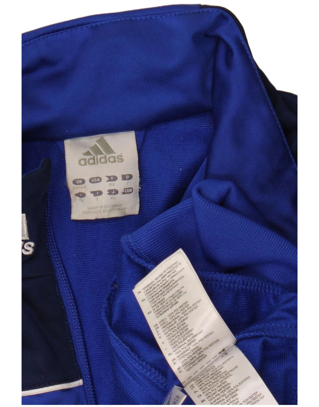 Giacca da tuta da uomo Adidas UK 42/44 Large Blu Colourblock Poliestere