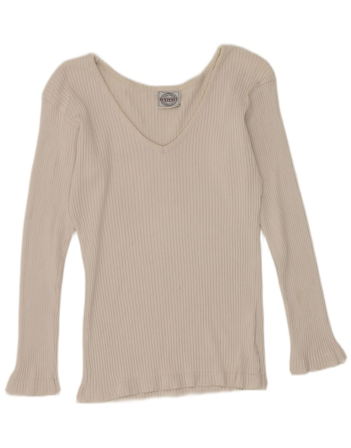 Top da donna a maniche lunghe Newpenny UK 12 medio bianco