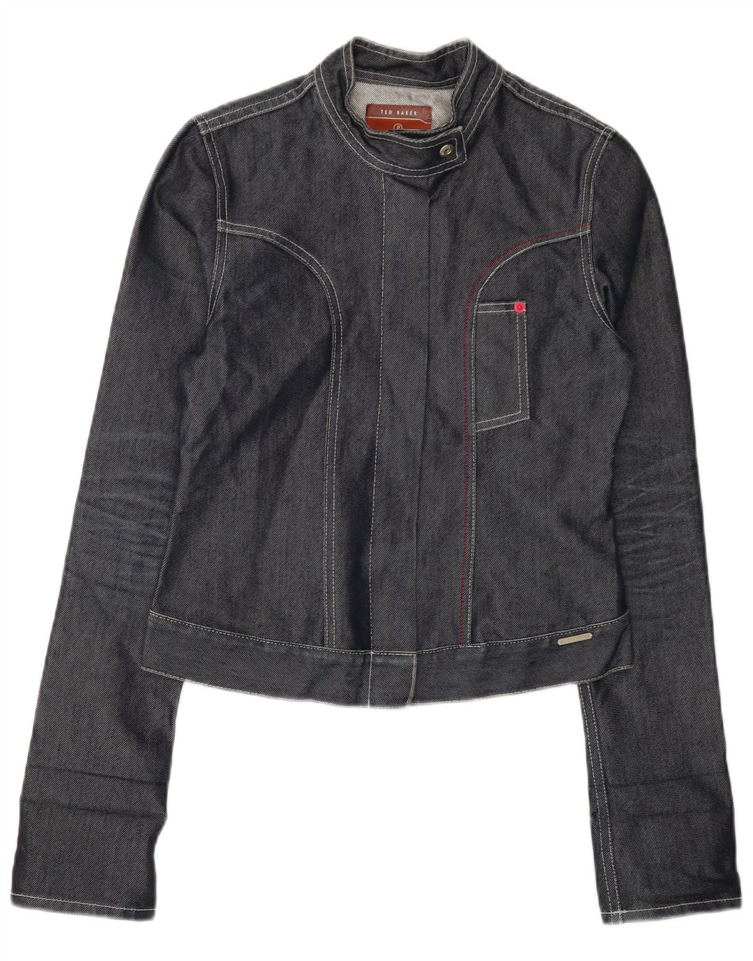 Giacca in denim corta da donna TED BAKER taglia 2 piccola in cotone grigio