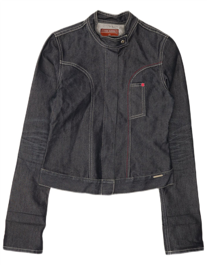 Giacca in denim corta da donna TED BAKER taglia 2 piccola in cotone grigio