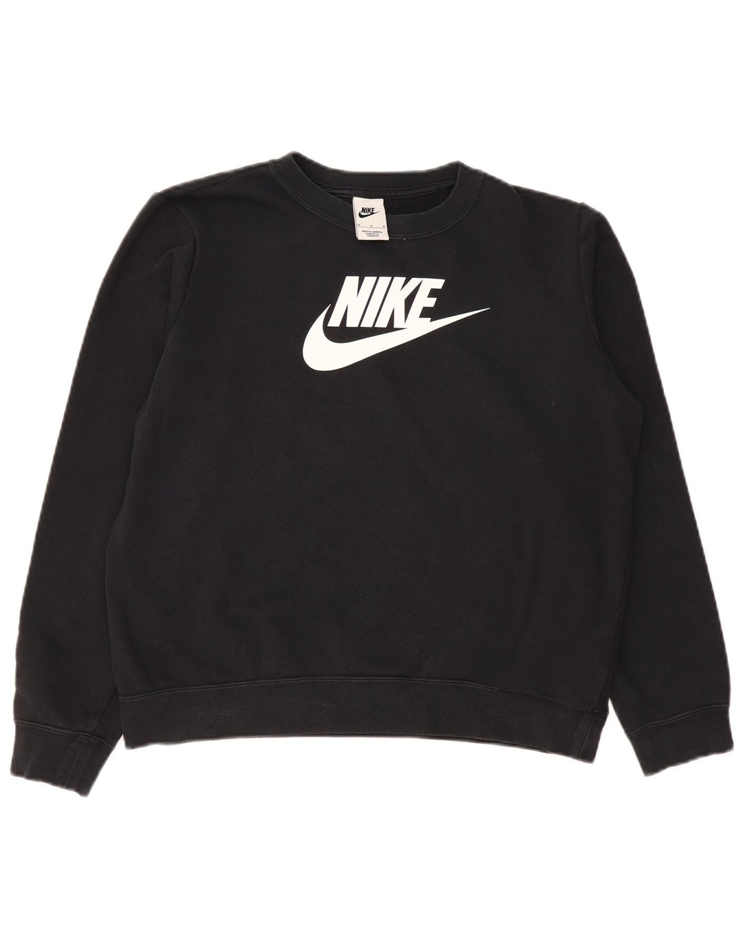 Felpa da donna con spalle scoperte Nike, maglione UK 14, cotone nero medio