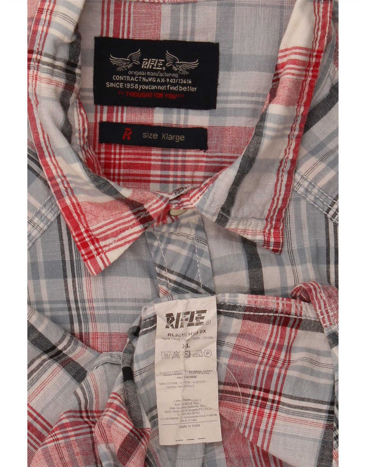 Camicia a maniche corte da uomo Rifle XL in cotone a quadri multicolore