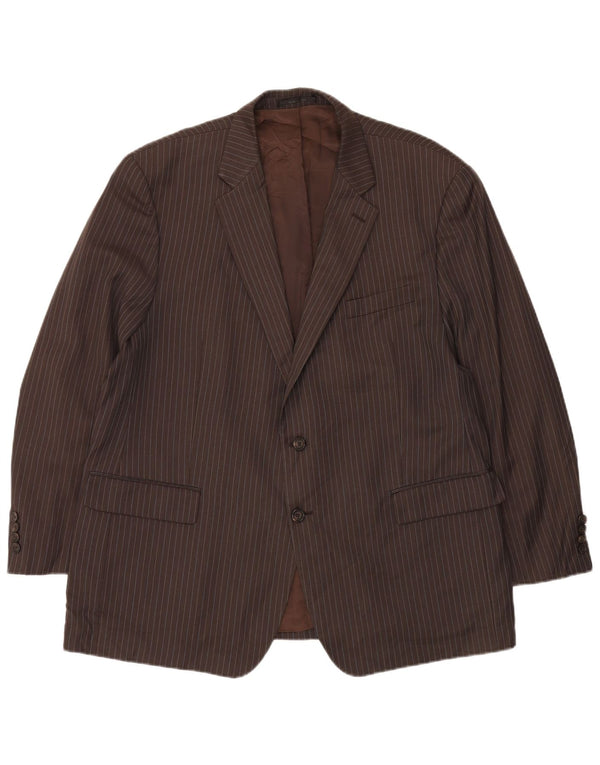Giacca blazer da uomo a 2 bottoni Ralph Lauren UK 46 3XL Gessato marrone
