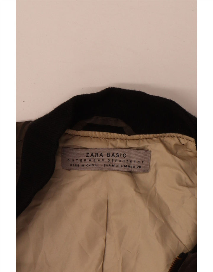 Giubbotto bomber oversize corto da donna ZARA UK 14 Marrone medio