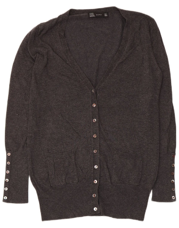 Maglione cardigan da donna Zara UK 14 grande rayon grigio
