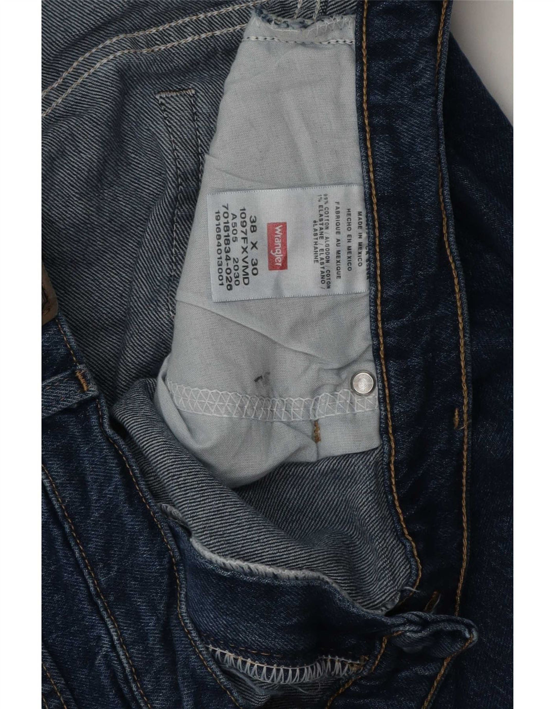 Jeans dritti regolari da uomo Wrangler W38 L30 cotone blu